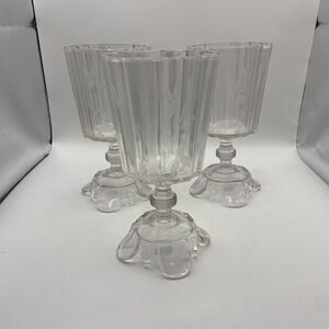 EAPG c 1882 No. 300 AKA CLEAR RIBBON by‎ Adams & Co COLORLESS Stemware etched 3